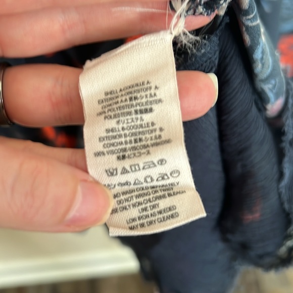 Free People So Fine Floral Navy Smocked Crepe Top Medium - Picture 6 of 8